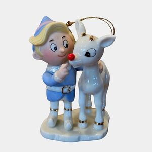 Vintage Lenox Rudolph & Hermey Glowing Friendship 2003 Christmas Ornament w/COA